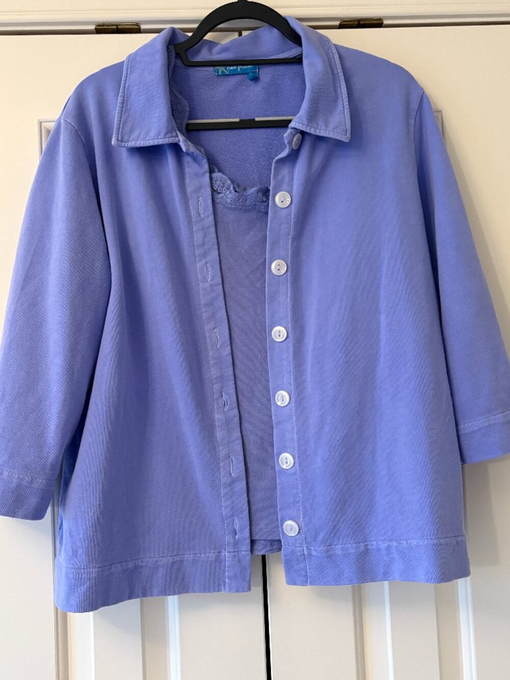 Fresh Produce French Terry Collared Cardigan w/ Matching Tank Top Size L